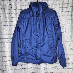 LL Bean Misses Trail Size L Reg Blue Model Rain Jacket Hiking Tek 268309